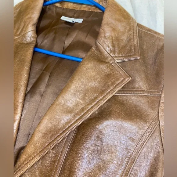Halogen Brown Leather Jacket - Picture 6 of 7